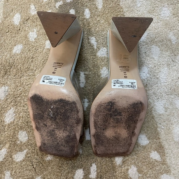 Schutz Lizah Vinyl multicolor transparent clear strap women’s mule heels size 8B - Picture 6 of 8